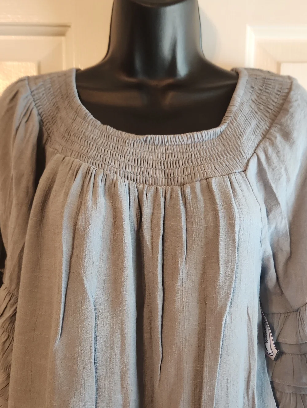 Blue Relaxed Ruffled Tunic - Womens Size: Sm/Med.